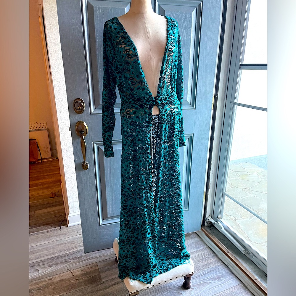 Turquoise Lace Duster or Lace Over layer Dress